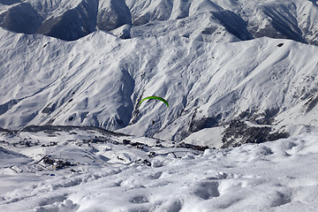 Image showing Speed riding in snowy mountains