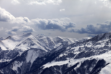 Image showing Mountains in evening and cloudy sky