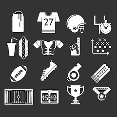 Image showing White icons monochrome vector collection for American football