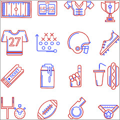 Image showing Contour two colored vector icons for American football