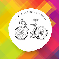 Image showing Vintage bicycle illustration on colorful background