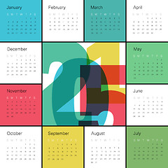 Image showing Calendar 2015 Colorful. Square composition