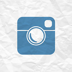 Image showing Hipster Photo Icon on Crumpled Paper Texture