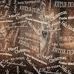 Image showing Christmas Words Pattern On Wooden Wall. Vector