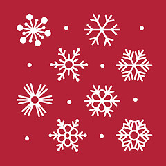 Image showing Simple Snowflakes Collection on Red