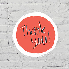 Image showing Thank You Card On White Bricks Wall. Vector