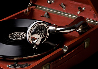 Image showing gramophone with old vinyl record