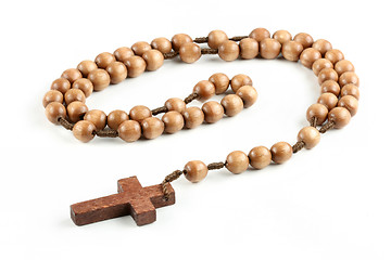 Image showing Isolated wooden rosary