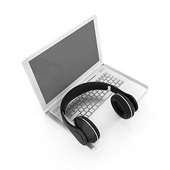 Image showing Headphone and Laptop 