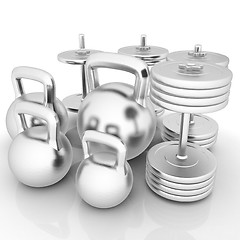 Image showing Metall weights and dumbbells 