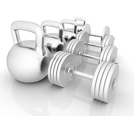 Image showing Metall weights and dumbbells 
