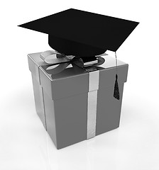 Image showing graduation hat on a red gift