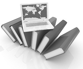 Image showing Laptop on books 