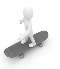 Image showing 3d white person with a skate and a cap