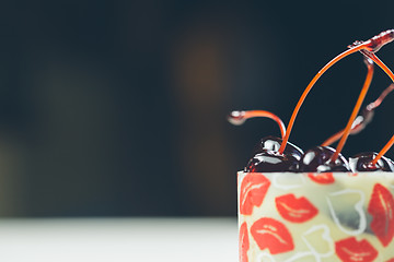 Image showing vanilla dessert with cherry confiture