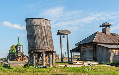 Image showing Fire depot, fire alarm and fire tub for water