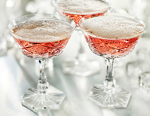 Image showing glasses of pink champagne