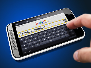 Image showing Travel Insurance in Search String on Smartphone.