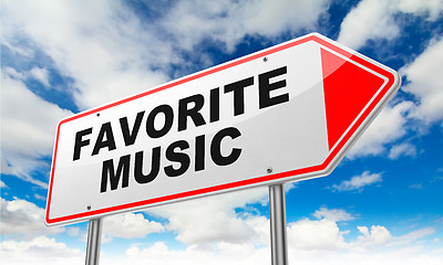 Image showing Favorite Music on Red Road Sign.