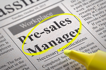 Image showing Pre-sales Manager Vacancy in Newspaper.