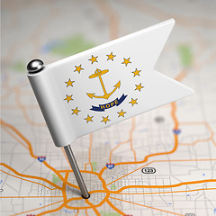 Image showing Rhode Island Small Flag on a Map Background.