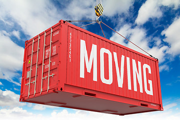 Image showing Moving - Red Hanging Cargo Container.