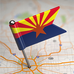 Image showing Arizona Small Flag on a Map Background.