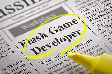 Image showing Flash Game Developer Vacancy in Newspaper.