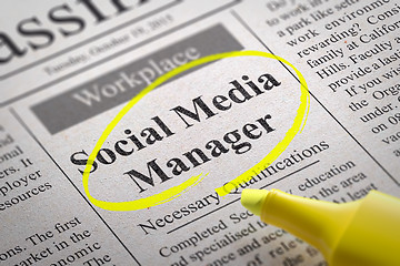 Image showing Social Media Manager Jobs in Newspaper.