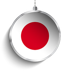 Image showing Merry Christmas Silver Ball with Flag Japan