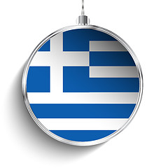 Image showing Merry Christmas Silver Ball with Flag Greece