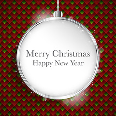 Image showing Merry Christmas Happy New Year Ball Silver  on Geometric Seamles