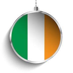 Image showing Merry Christmas Silver Ball with Flag Ireland