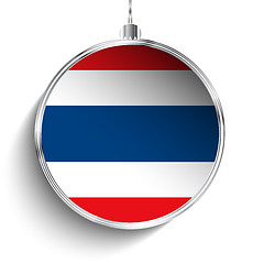 Image showing Merry Christmas Silver Ball with Flag Thailand