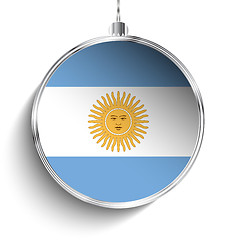 Image showing Merry Christmas Silver Ball with Flag Argentina