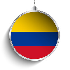 Image showing Merry Christmas Silver Ball with Flag Colombia