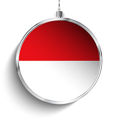 Image showing Merry Christmas Silver Ball with Flag Monaco