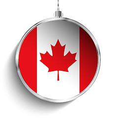 Image showing Merry Christmas Silver Ball with Flag Canada