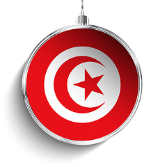 Image showing Merry Christmas Silver Ball with Flag Tunisia