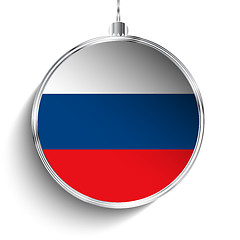 Image showing Merry Christmas Silver Ball with Flag Russia