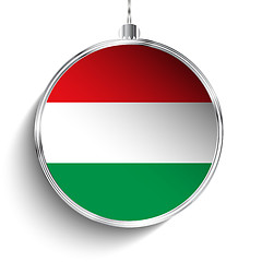 Image showing Merry Christmas Silver Ball with Flag Hungary