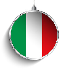 Image showing Merry Christmas Silver Ball with Flag Italy