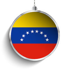 Image showing Merry Christmas Silver Ball with Flag Venezuela