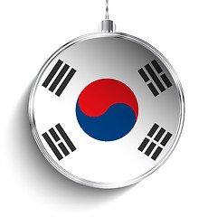 Image showing Merry Christmas Silver Ball with Flag South Korea