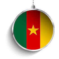 Image showing Merry Christmas Silver Ball with Flag Cameroon