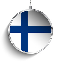 Image showing Merry Christmas Silver Ball with Flag Finland