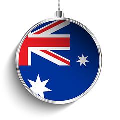 Image showing Merry Christmas Silver Ball with Flag Australia