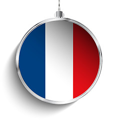 Image showing Merry Christmas Silver Ball with Flag France