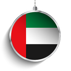 Image showing Merry Christmas Silver Ball with Flag Emirates