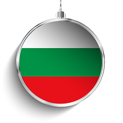 Image showing Merry Christmas Silver Ball with Flag Bulgaria